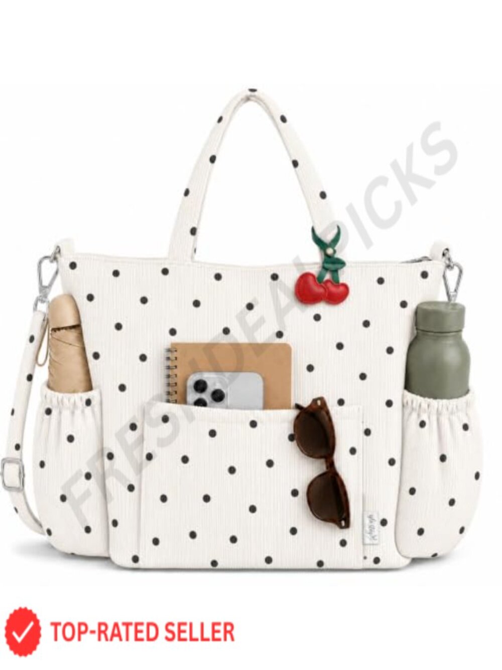 Corduroy Tote Bag Women Multi-Pocket Work School Travel
